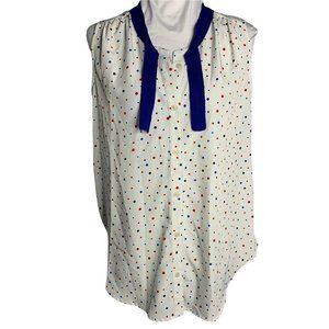 Dita Sleeveless Polka Dot Top S Oversized Button Down Tie Neck 18PE